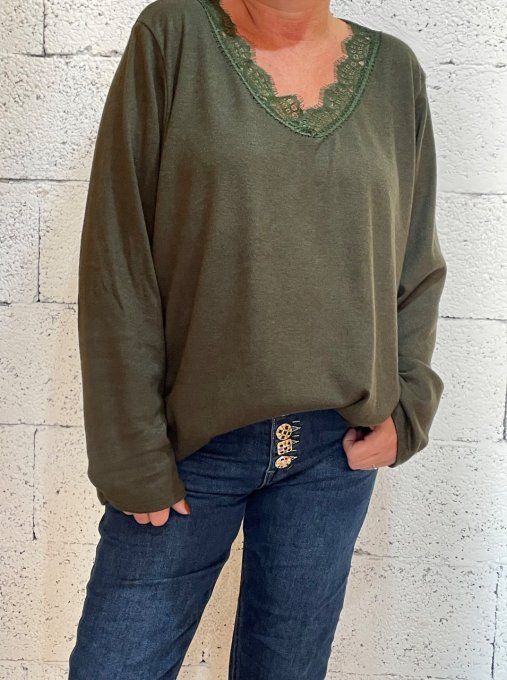 Pull col dentelle 