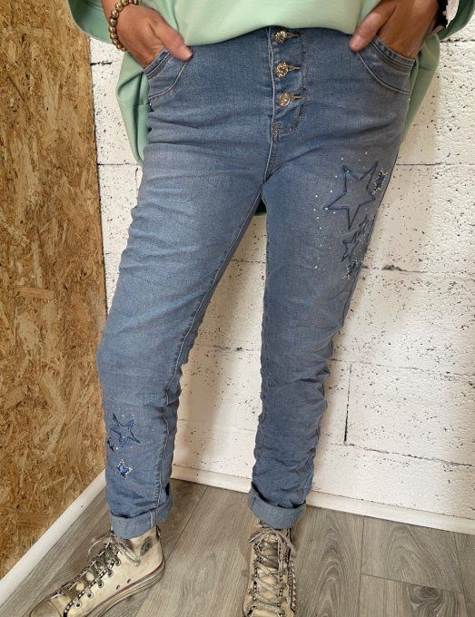 Jean étoiles strass 