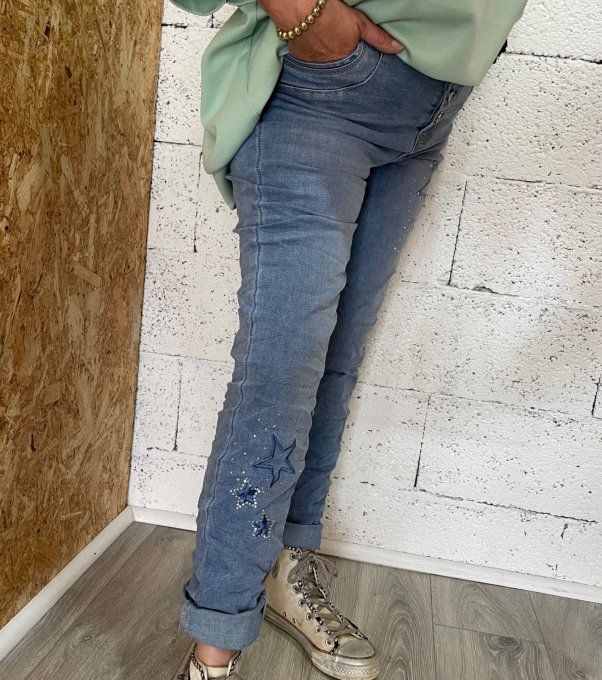 Jean étoiles strass 
